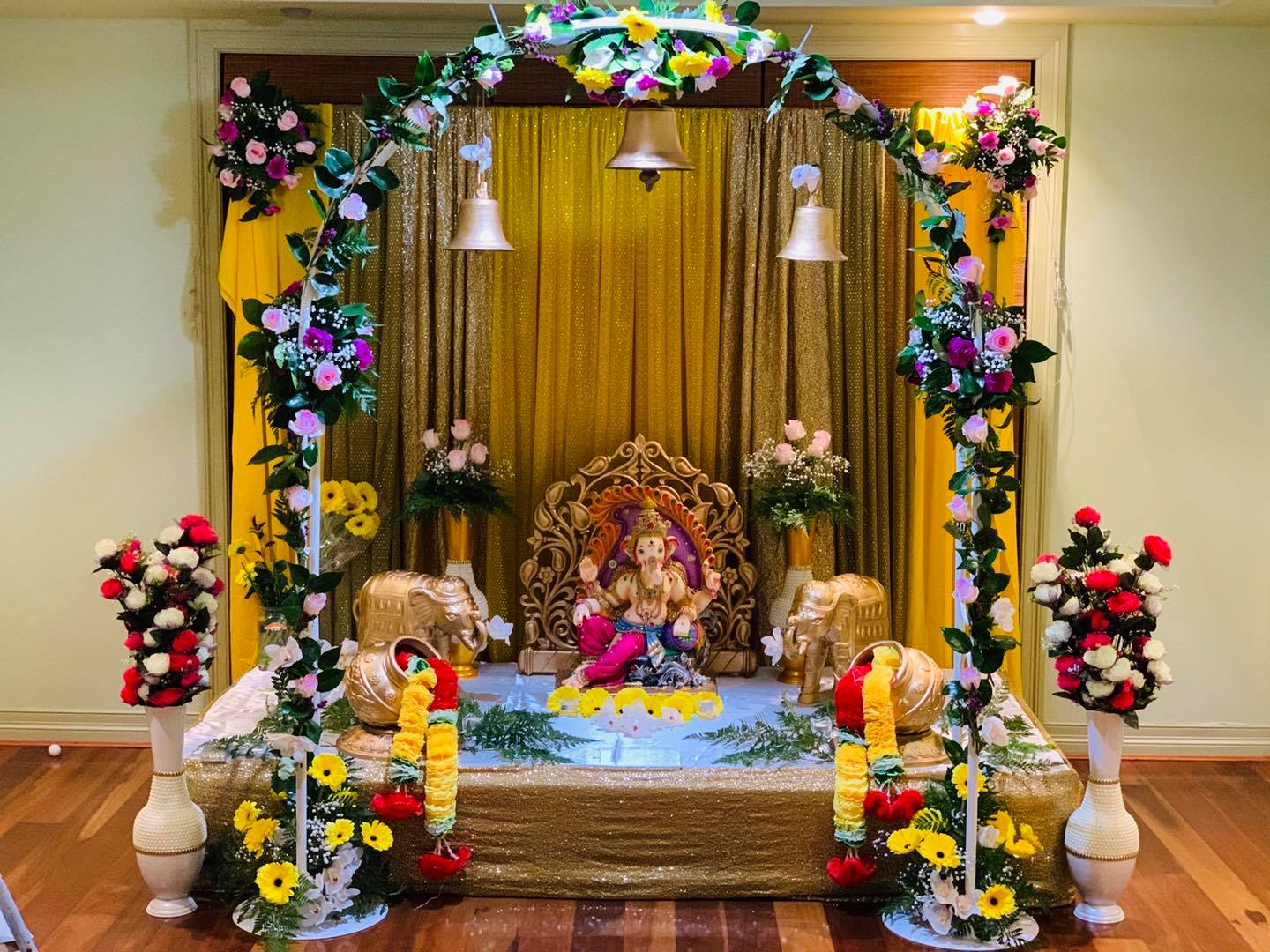 Puja decoration with lights